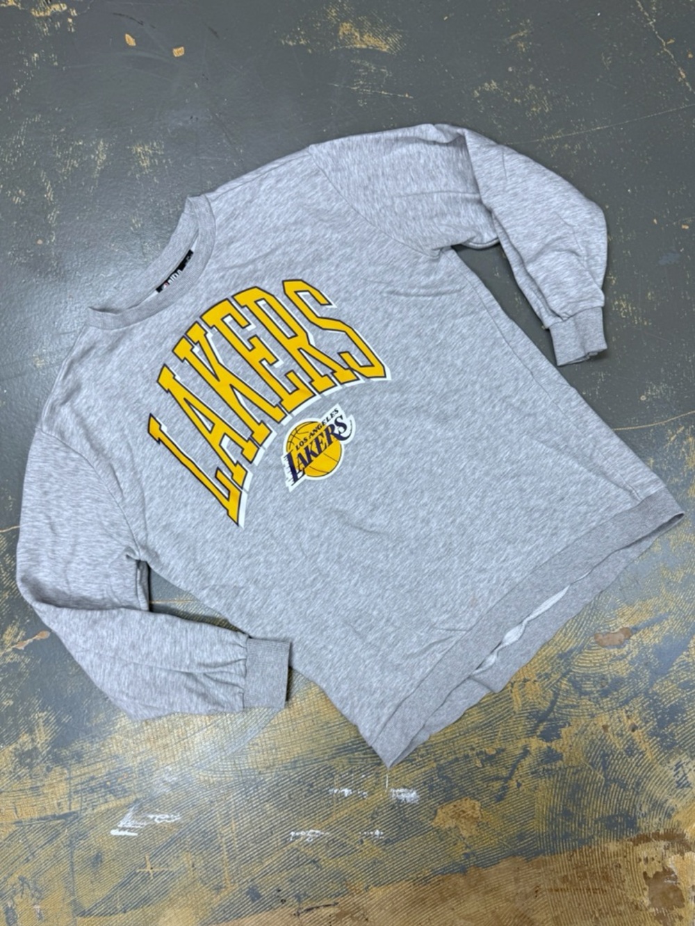 Los Angeles Lakers Crewneck Pull Over Sweater NBA Basketball XS Heather Grey